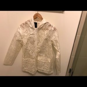 Sheer Lace Waterproof Rain Coat with Hood
